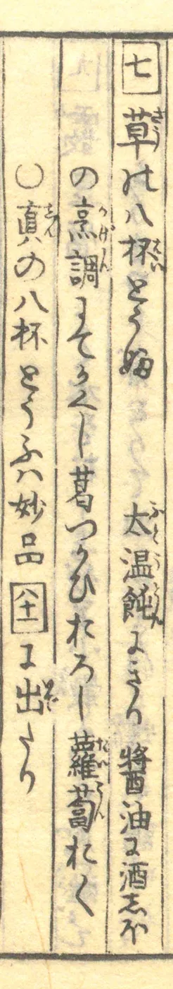 豆腐百珍の原本。草の八杯とうふの項