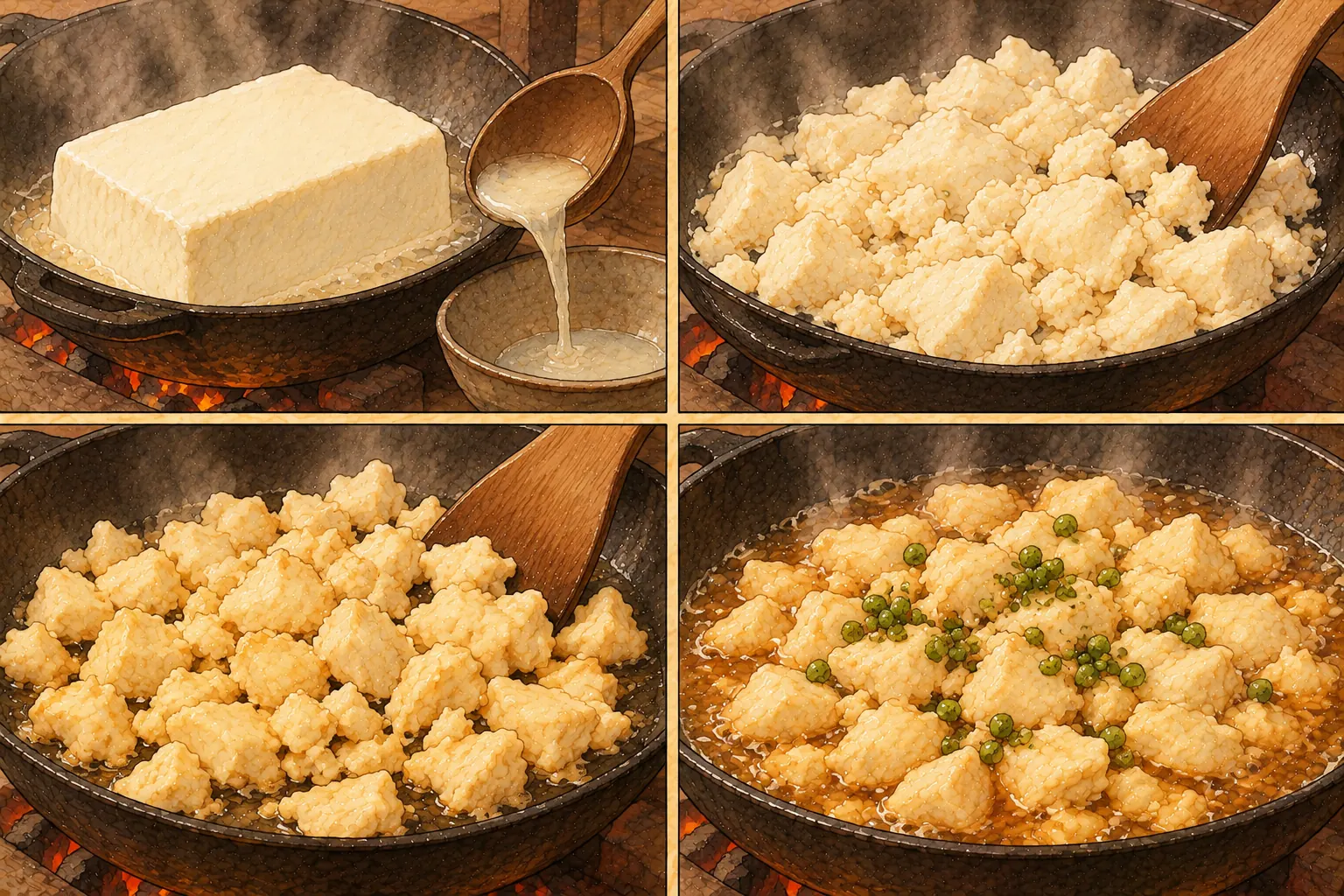 賽蜆の作り方。①水なしで煮る ②出る水をすくう ③さっと揚げる ④薄醤油で煮る