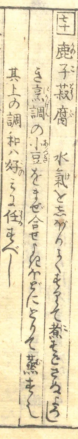 豆腐百珍の原本。鹿子とうふの項