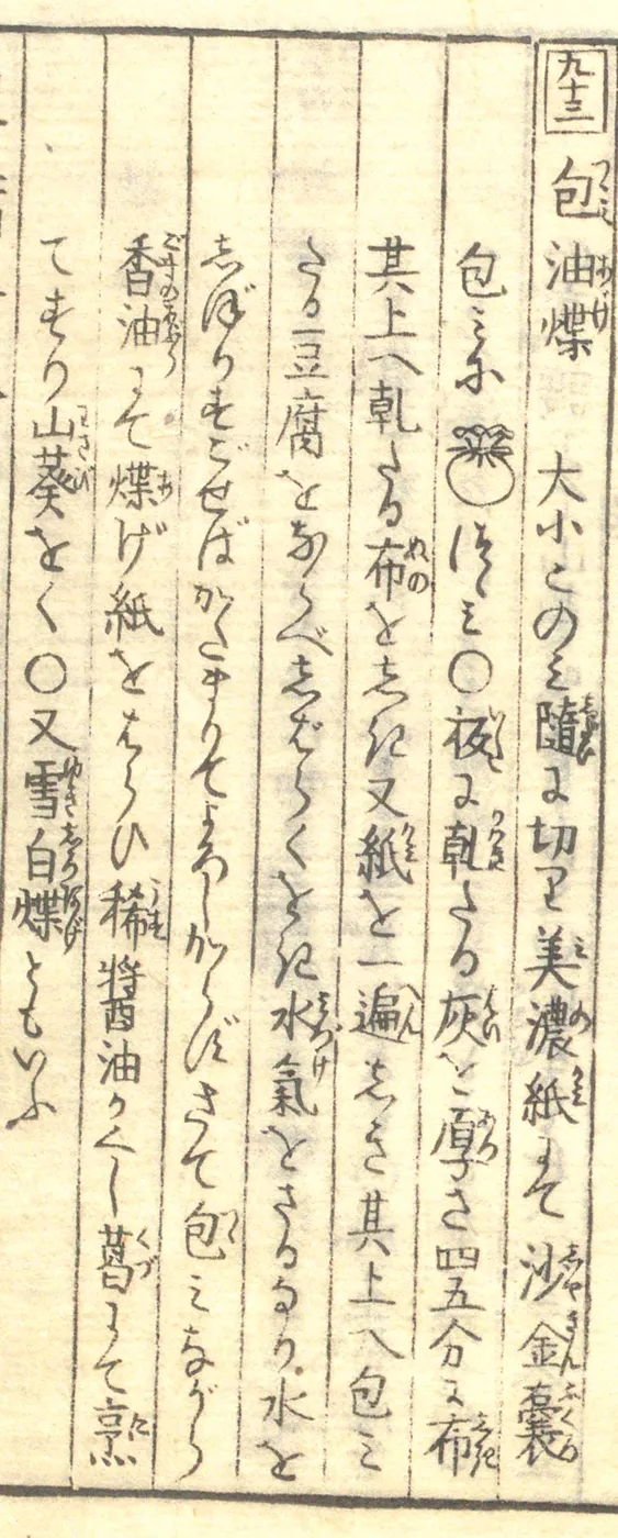 豆腐百珍の原本。包油煠の項